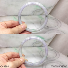 Extra large lavender mix green jade bangle