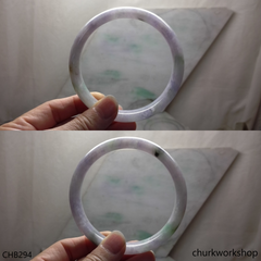 Extra large lavender mix green jade bangle