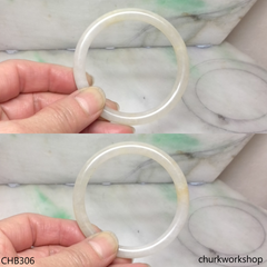 Pale yellowish lavender jade bangle