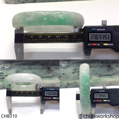 Light green jade carved dragon oval bangle