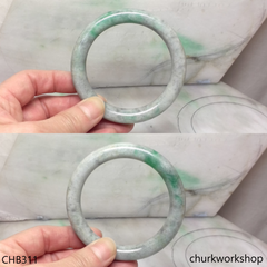 Grayish with splotches green jade bangle