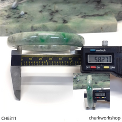 Grayish with splotches green jade bangle