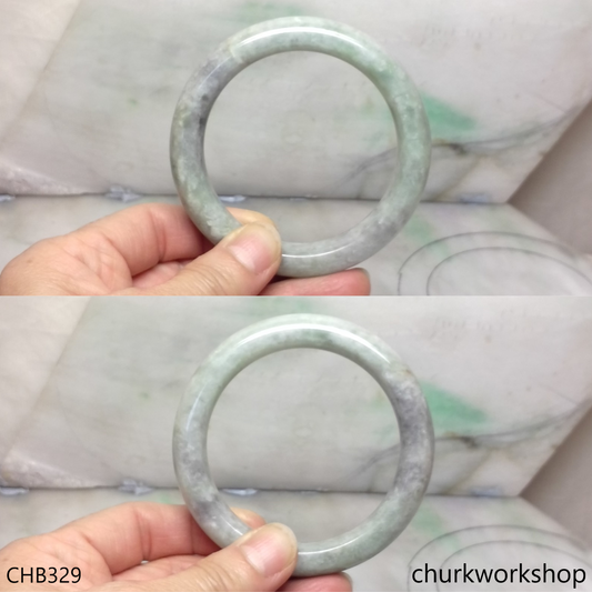 Large light green mix with grayish lavender jade bangle
