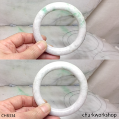 Large pale lavender with green splotches green jade bangle
