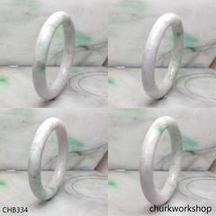 Large pale lavender with green splotches green jade bangle