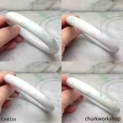 Large pale lavender with green splotches green jade bangle