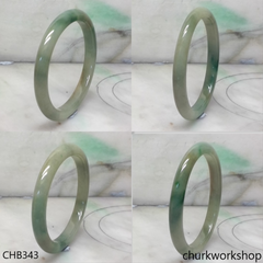 Oily green oval jade bangle