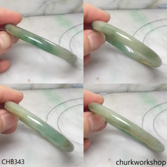 Oily green oval jade bangle