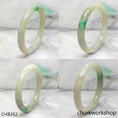 Pale green with splotches apple green jade bangle