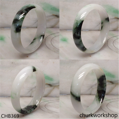 White base with splotches dark green bangle