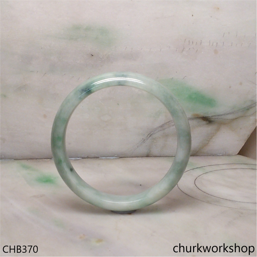 Light green with splotches bluish green jade bangle