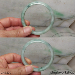 Light green with splotches bluish green jade bangle