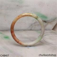 Multi color jade bangle, red & green jade bangle(Fu Lu Shou) represent lucky