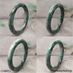 White base with bluish green splotches jade bangle