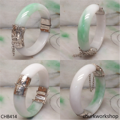 Pale lavender & green hinges jade bangle