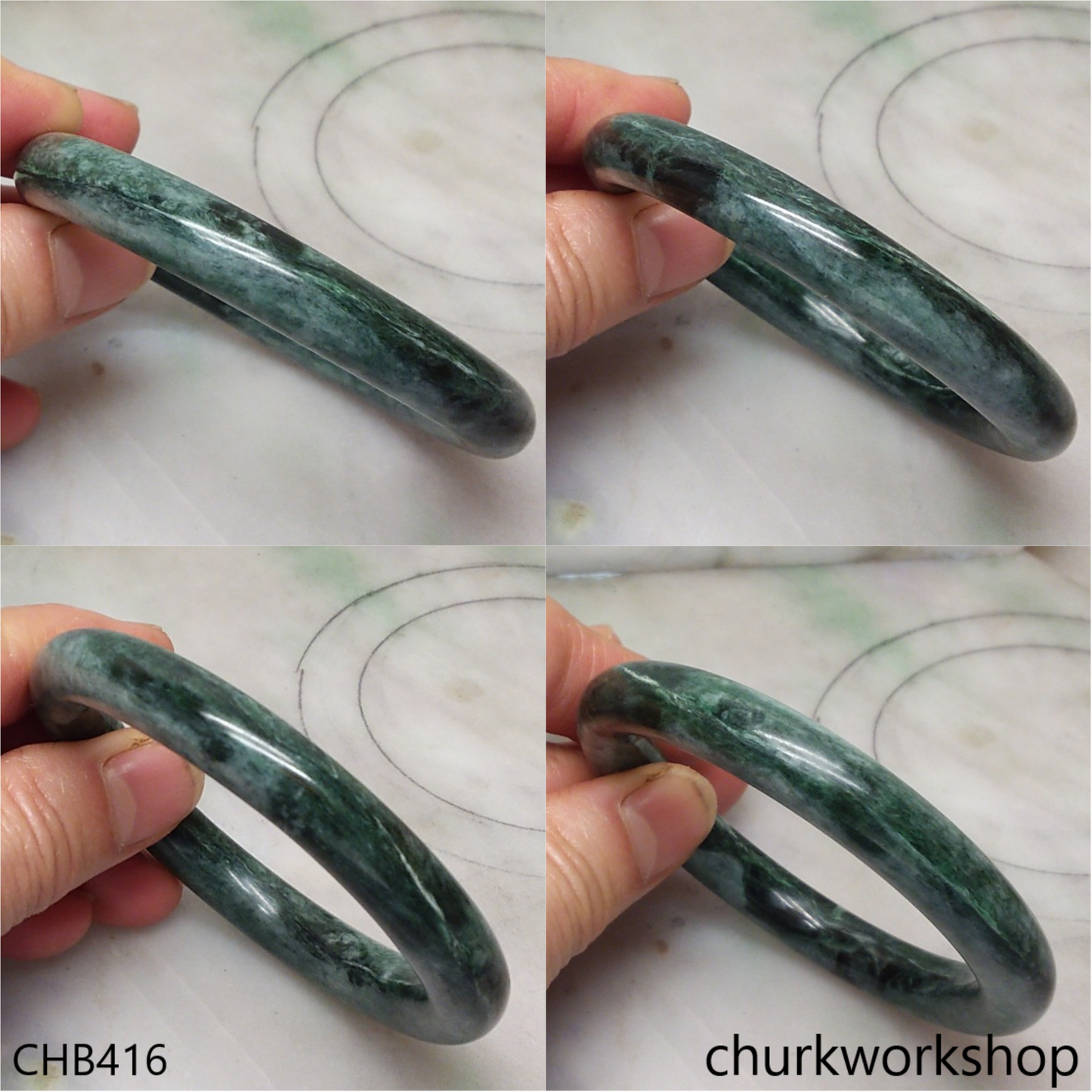 Bluish green jade bangle