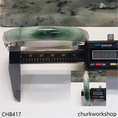 White & green hinges jade bangle