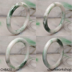 White base with splotches bluish green jade bangle