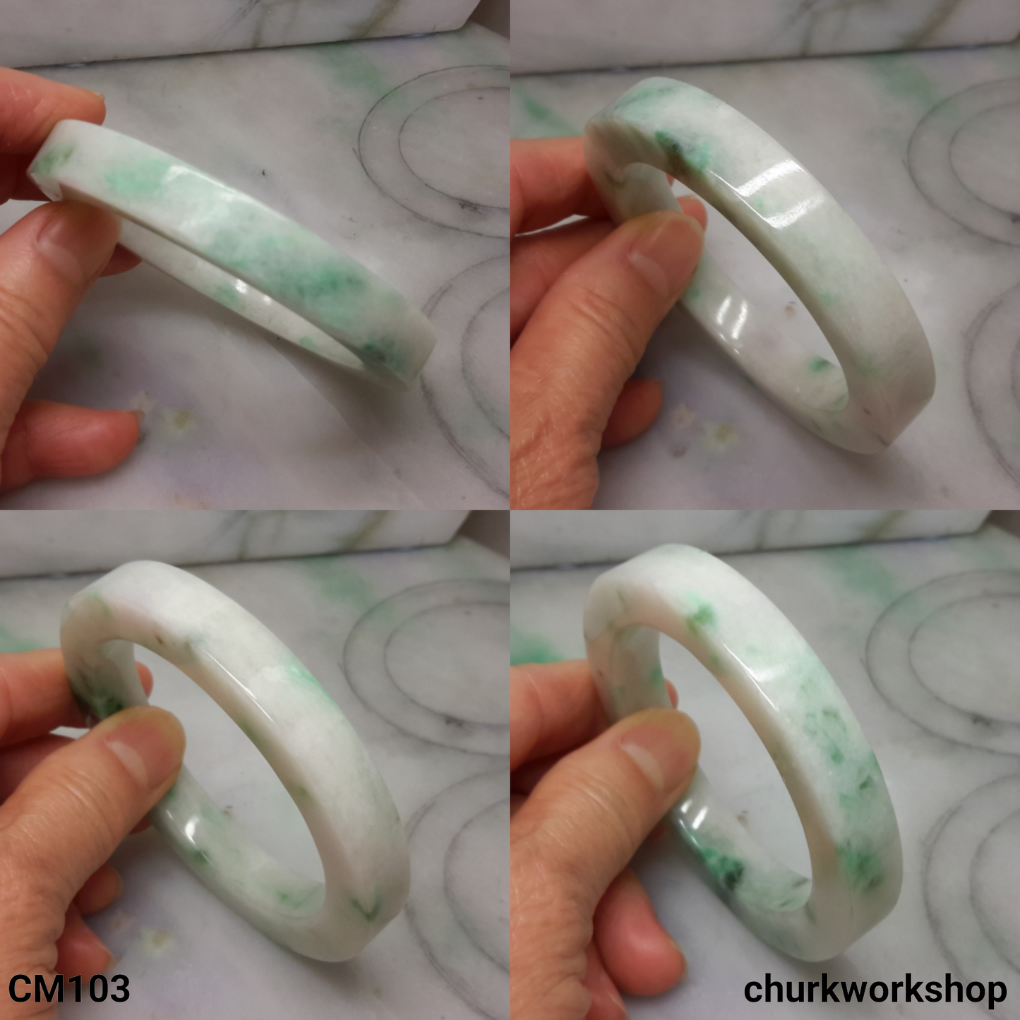 Custom cut square jade bangle