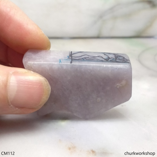 Custom cut lavender jade scarab