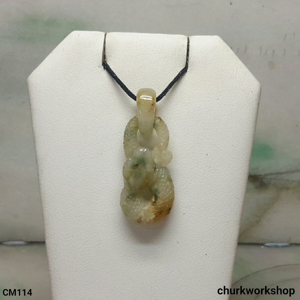 Jade snake pendant with bail connect