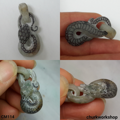 Jade snake pendant with bail connect