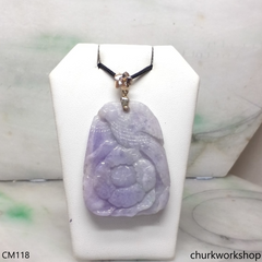 Reserved for Lou 14K lavender jade carved pendant