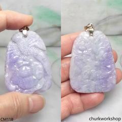 Reserved for Lou 14K lavender jade carved pendant