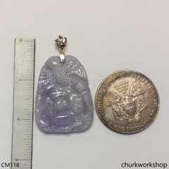 Reserved for Lou 14K lavender jade carved pendant