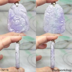 Reserved for Lou 14K lavender jade carved pendant