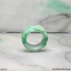 Light green dragon & phoenix jade ring