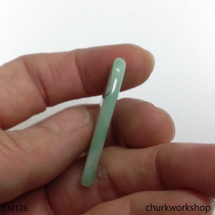 Reserved for Mckee Light green jade cabochon 14K white gold ear studs