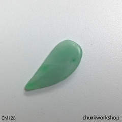 Reserved for Mckee Light green jade cabochon 14K white gold ear studs
