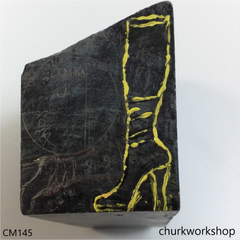 Custom cut black jade boot statue