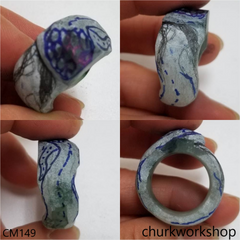 Custom green snake jade ring