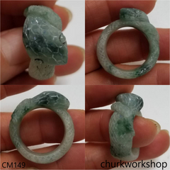 Custom green snake jade ring