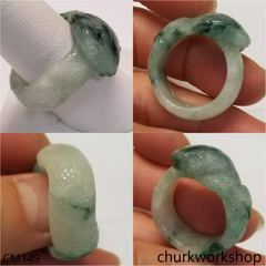 Custom green snake jade ring