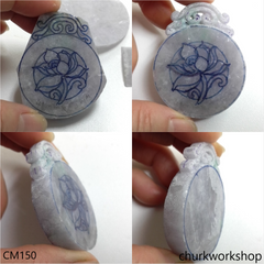 Custom lavender jade lotus pendant