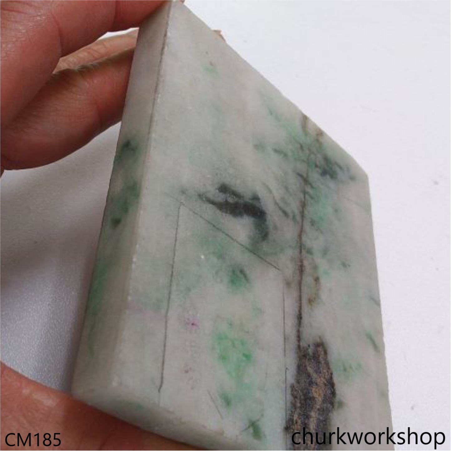 Custom cut light green jade cylinder