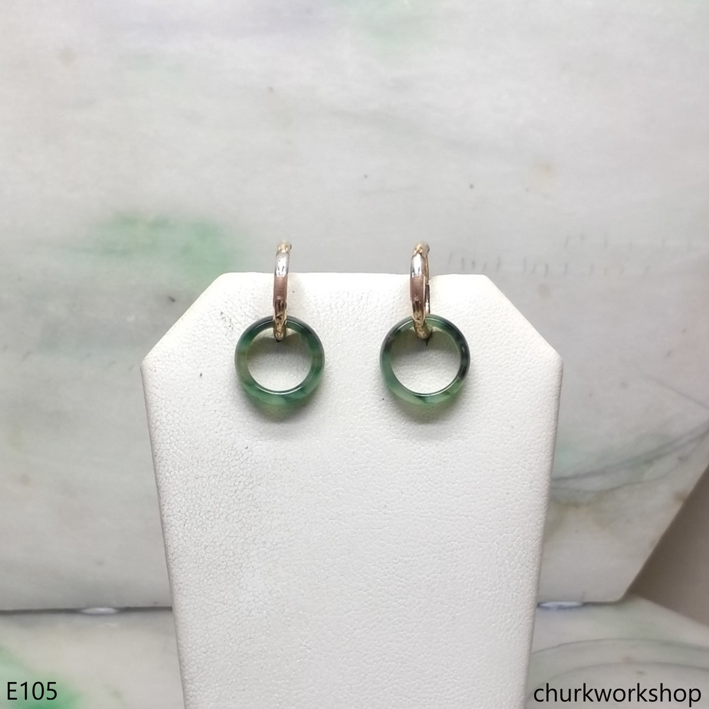 Green jade earrings, gold jade earrings