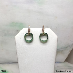 Green jade earrings, gold jade earrings