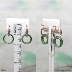 Green jade earrings, gold jade earrings