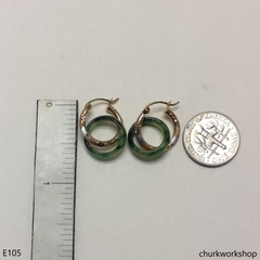 Green jade earrings, gold jade earrings