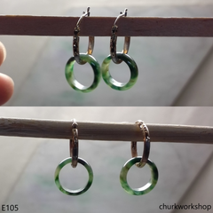Green jade earrings, gold jade earrings
