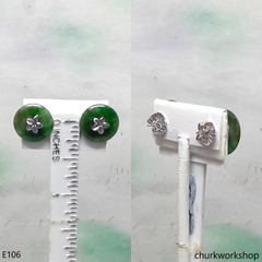 Dark green color jade ear studs