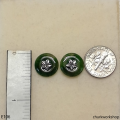 Dark green color jade ear studs