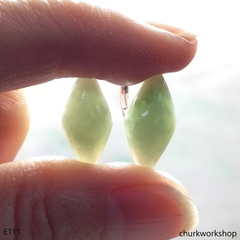 Light green color jade earrings lever back