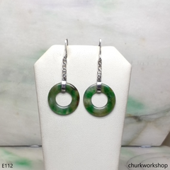 Dark green jade earrings