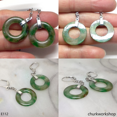 Dark green jade earrings