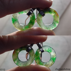 Dark green jade earrings
